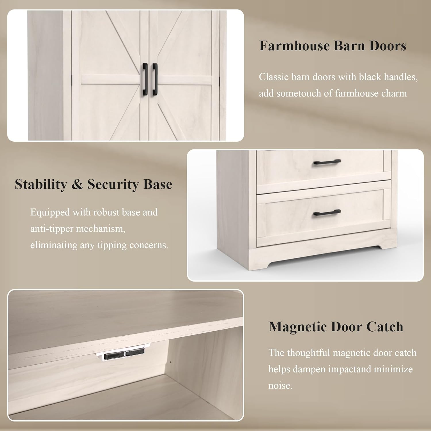 71" Kitchen Pantry Storage Cabinet, Barn Doors Tall Storage Pantry Cabinet with Drawers & Adjustable Shelf, Modern Farmhouse Cupboard Wood Pantry for Kitchen, Living Room, Dining Room, Oak Beige - Décor Diaries