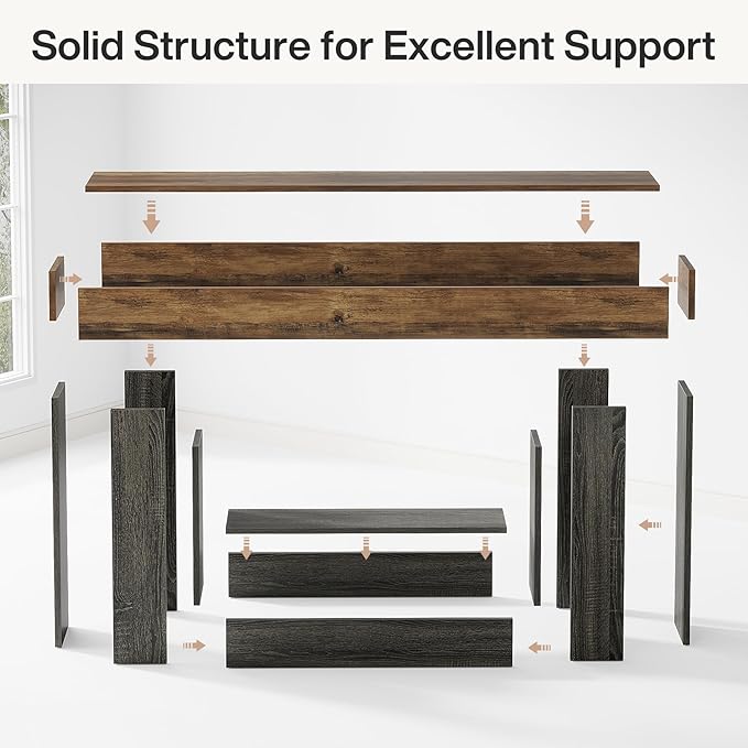 Tribesigns 63" Console Table, Farmhouse 2-Tier Entryway Table with U-Shaped Base, Narrow Long Wood Sofa Table Behind Couch Table for Living Room, Hallway, Foyer, Vintage Brown & Gray | Farmhouse, Entryway Table, Narrow, Long, Sofa Table, Behind Couch T...