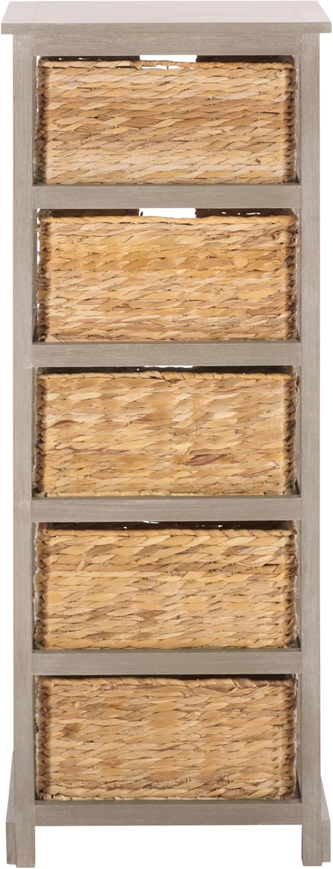 SAFAVIEH Home Collection Vedette Vintage White 5-Drawer Wicker Basket Storage Tower (Fully Assembled)