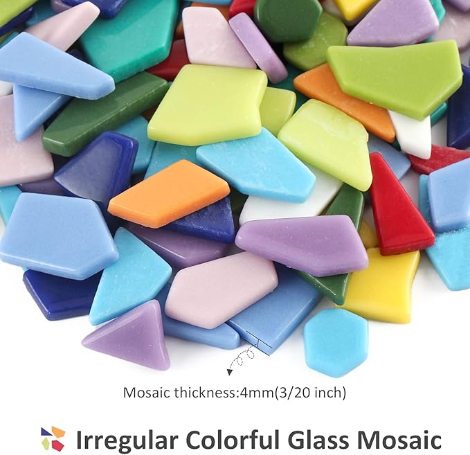 Youway Style Glass Mosaic Tiles for Crafts Bulk,200g Broken Mosaic Glass Pieces for Garden Mosaic Crafts,DIY Mosaic Supplies,Holiday & Spring Mosaic Decorations