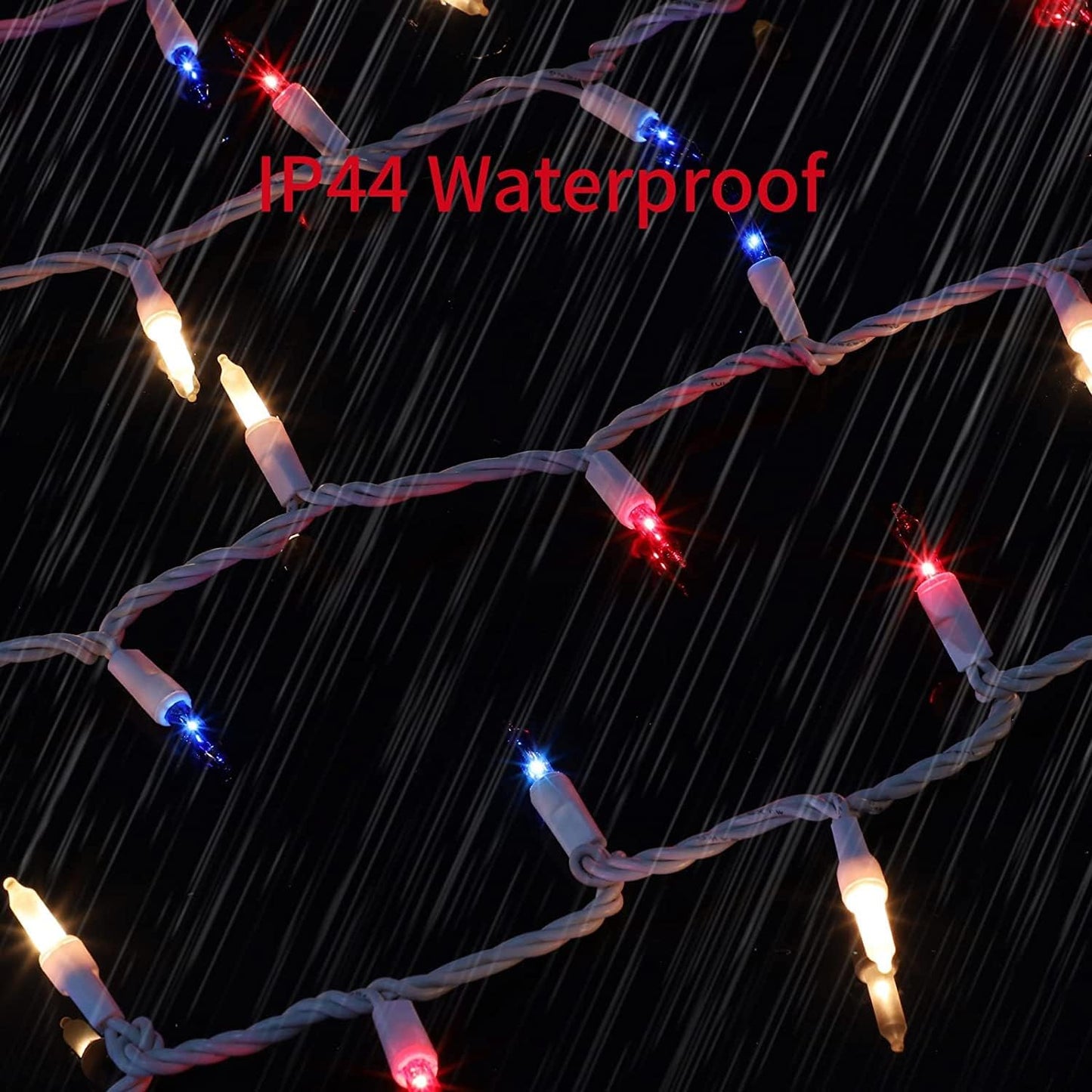 Patriotic String Lights, 100 Count 19.6 FT July 4th Mini White Wire Fairy Lights, 120V UL Certified Connectable Incandescent Independence Day