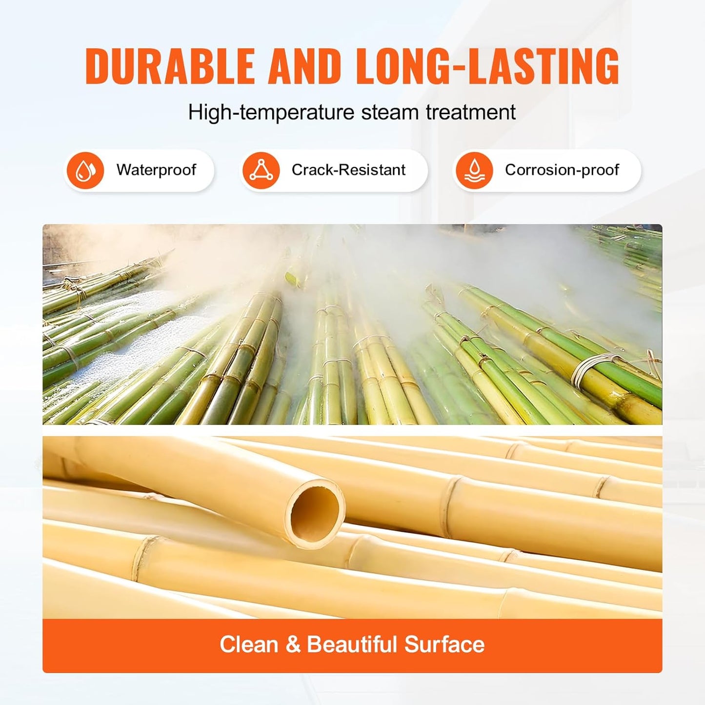 VEVOR Natural Rolled Bamboo Fence, Eco-Friendly Privacy Screen 4 ft H x 8 ft L x 0.75 in D, Decorative Bamboo Fence for Garden, Backyard, Balcony, Patio, Pool Side
