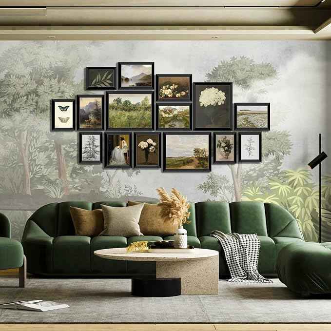 LANCHI95 15 Pcs Vintage Wall Art Decor Framed, Vintage Posters for Room, Vintage Art Prints, Moody gallery wall art, Wall Print for Bedroom, Moody Wall Decor, French Country Decor (FRAMED)