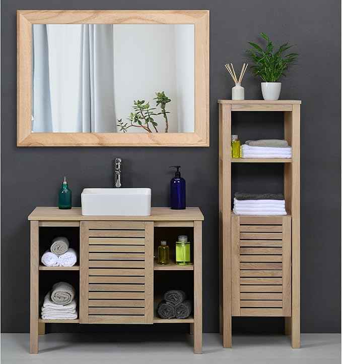 AAZZKANG Rustic Mirrors for Wall Rectangle Wood Frame Mirror Large 28"x20" Decorative for Farmhouse Bedroom Bathroom Living Room Large
