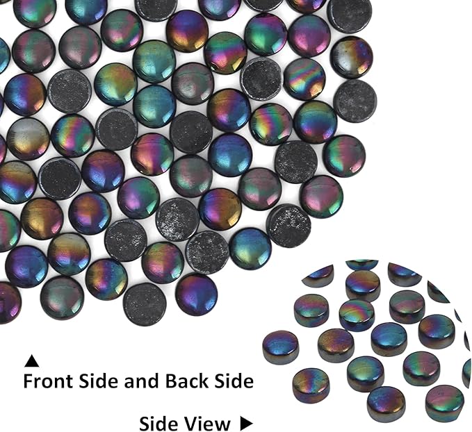 Artspac Iridescent Glass Mosaic Tiles for Crafts, 150g Round Mosaic Glass Pieces,DIY Mosaic Making Supplies for Beginners