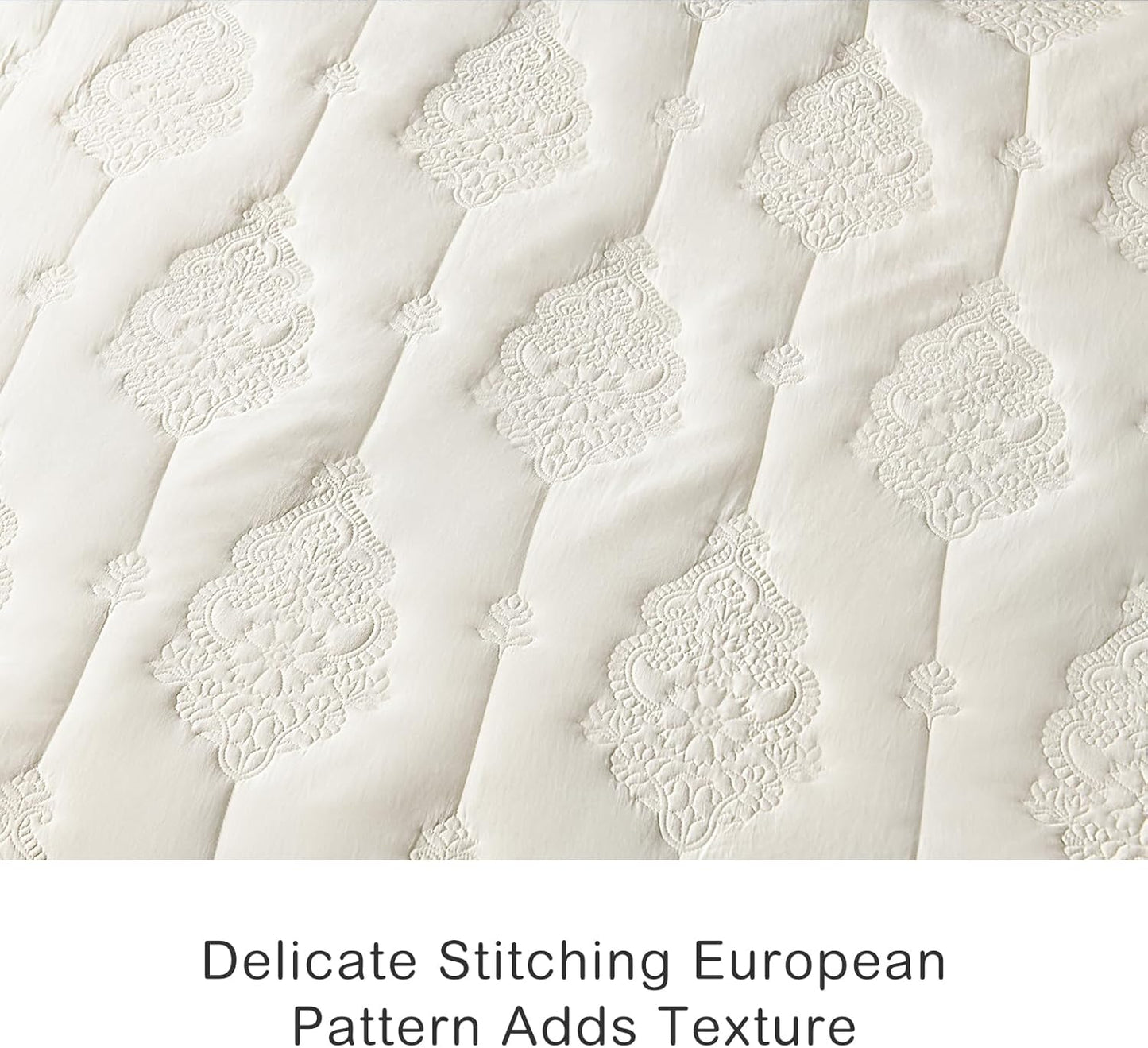 HORIMOTE HOME Ivory Quilt King Size Floral Quilt Bedspread Lightweight Soft Pre-Washed Microfiber Bedcover, 3 Pieces Thin Comforter Bed Cover Bedding Set for All Season