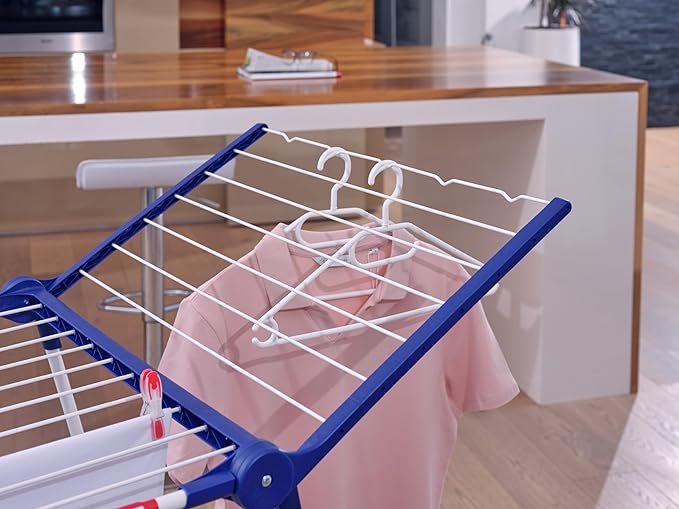 Leifheit Pegasus 200 Solid Standing Clothes Airer with Accessories, Folding Clothes Rack for Outdoor and Indoor, 20 m Clothes Horse with 4 Clips for Drying Small Items and 5 Hangers [Amazon Exclusive]