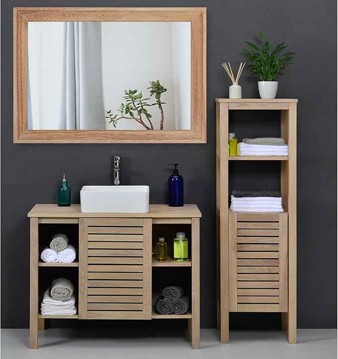 AAZZKANG Rustic Mirrors for Wall Rectangle Wooden Frame Hanging Mirror for Bedroom Bathroom Living Room Entryway Large 28"x20"