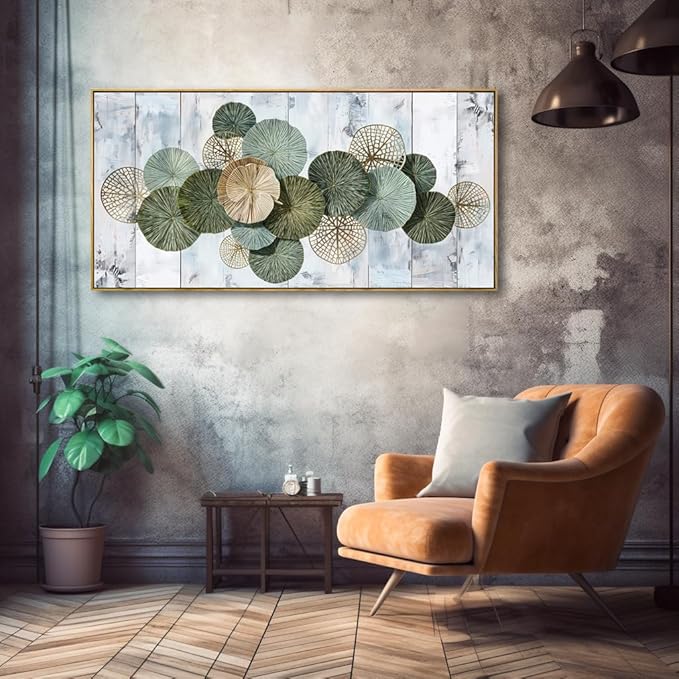Wall Art Simple Wall Decor Green Canvas Painting Abstract Wall Art for Bedroom Living Room Dining Room Home Office Decor 30"x60" with Framed