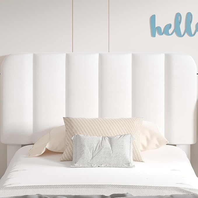 VECELO Twin Size Upholstered Bed Frame with 4 Drawers and Headboard, Velvet Platform Storage Bedframe, Wooden Slats Support, No Box Spring Needed,White