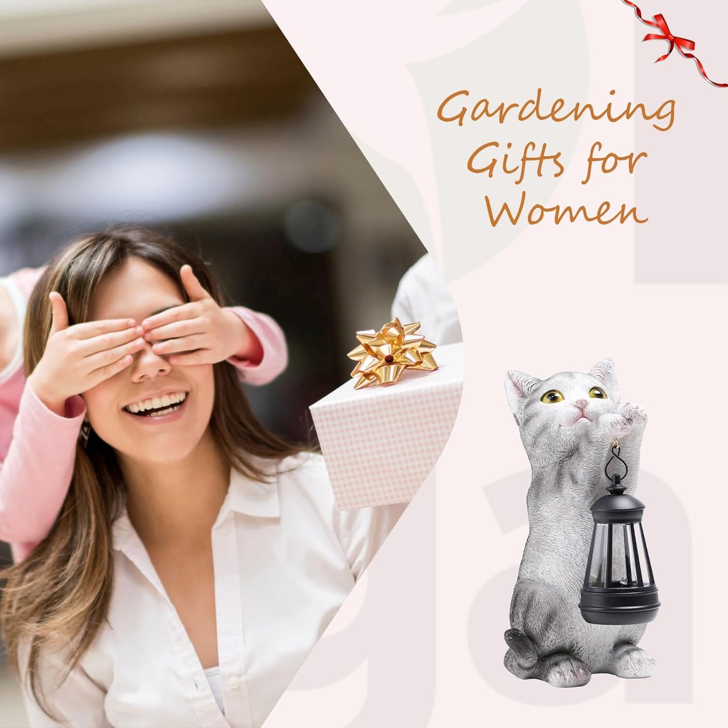 Solar Cat Garden Statue: Outdoor Cat Statues for Garden with Lights for Yard Art Lawn Ornaments Porch Patio Balcony Home House - Gardening Gifts for Women Grandma Mom