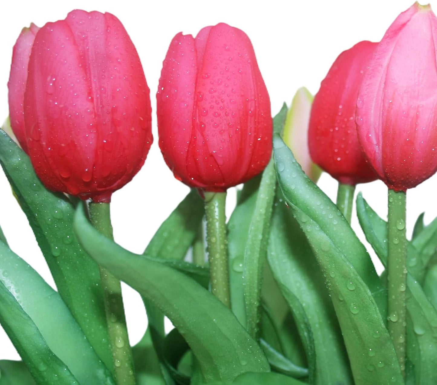 15pcs Artificial Tulips Flowers, Fake Tulips Real Touch, Faux Latex Bouquets, for Party Wedding Home Room Decoration (Rose Red)