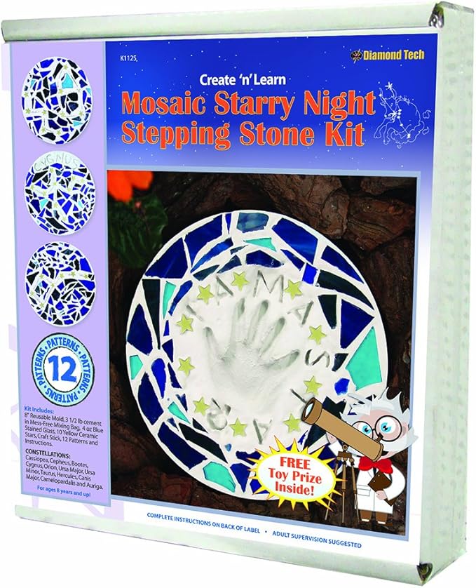 Diamond Tech Create N Learn Mosaic Stepping Stone Kit, Starry Night