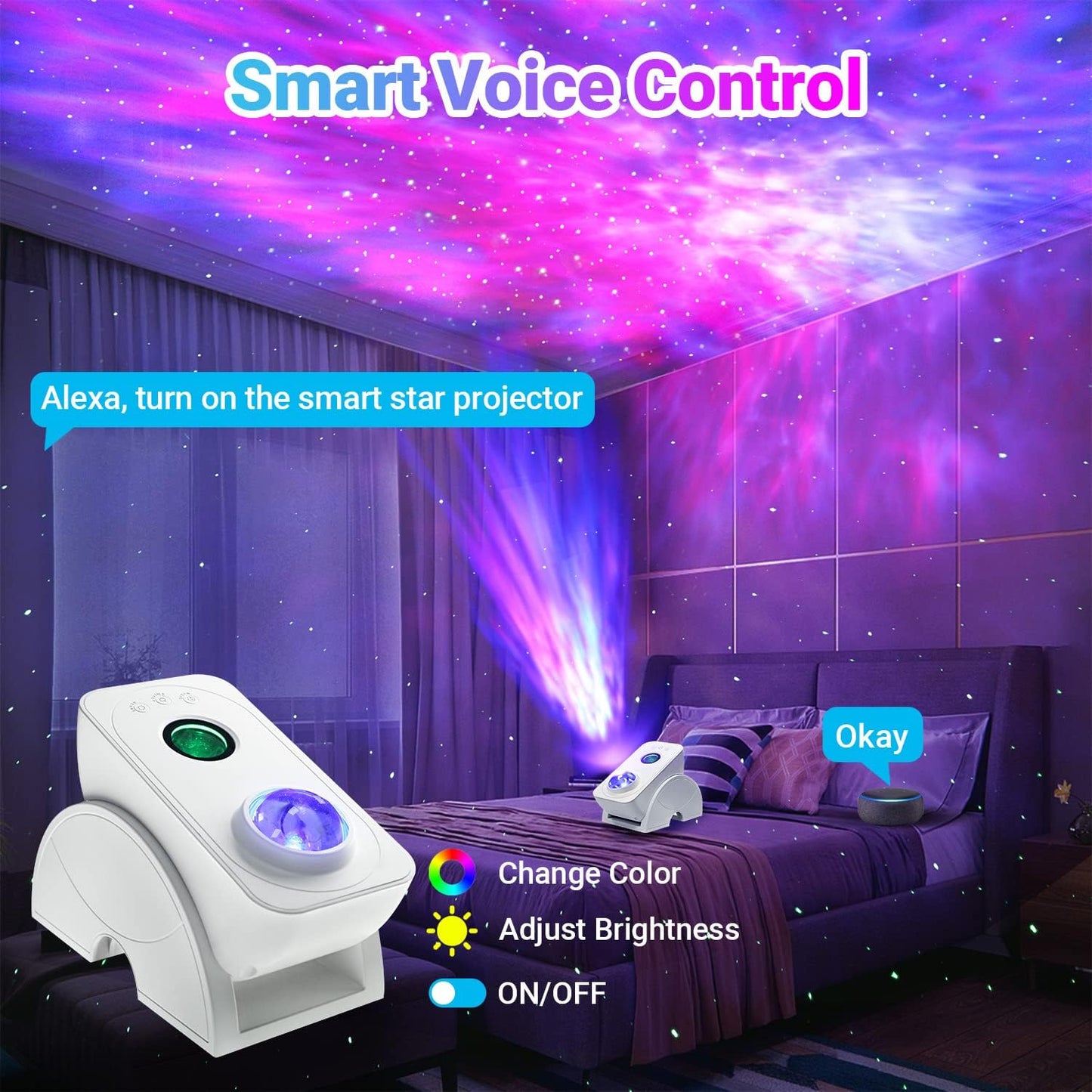 Smart Star Light Galaxy Projector, Home Planetarium Projector, Rotatable Nebula Cloud Stars, DIY Scenes, 24H Timer Modes Starry Projector for Bedroom (Rectangle)