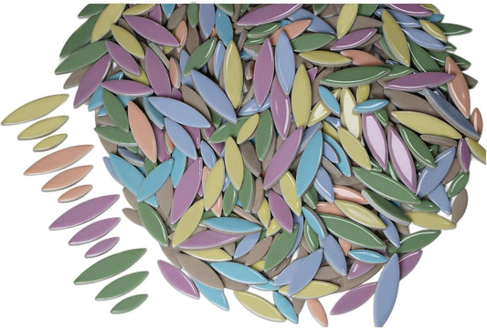 VerzTile Mosaic Tiles for Crafts - Petal Shaped Ceramic Tile Craft Hobbies & Art Projects 39 Color Options Endless Creativity DIY Design (Pastel Mix (6))
