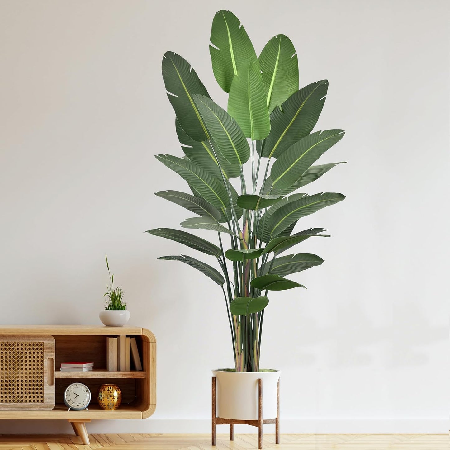 Artificial Bird of Paradise Plant 9ft Tall Fake Silk Banana Leaf Tropical Trees with 25 Leaves Faux Floor Plant for Home Decor Indoor, 106 Inch