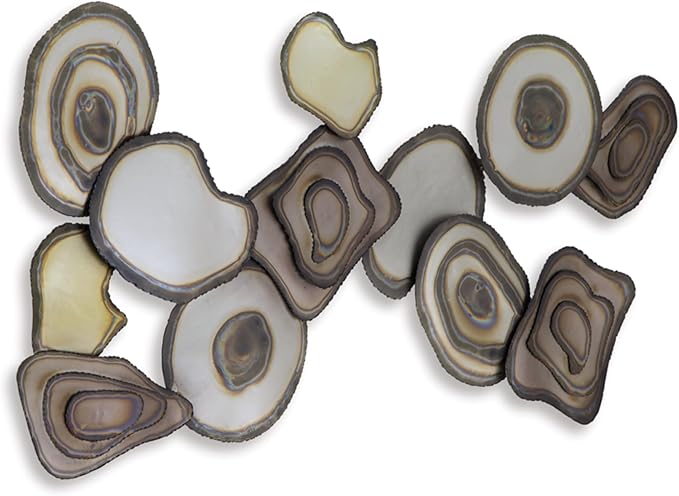 Signature Design by Ashley Worthman Contemporary Metal Abstract Wall Decor 40 x 20 Inches, Dark Brown & Light Gray