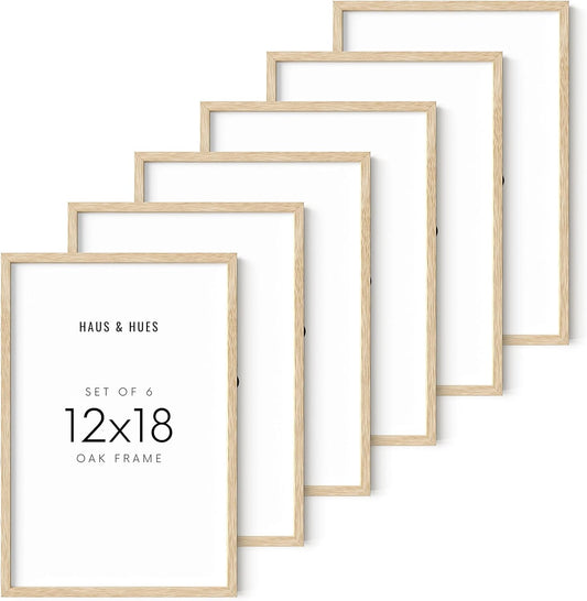 HAUS AND HUES Picture Frame, 12x18 inches, Beige, Set of 6, Wood, Gallery Wall Frame & Poster Frame