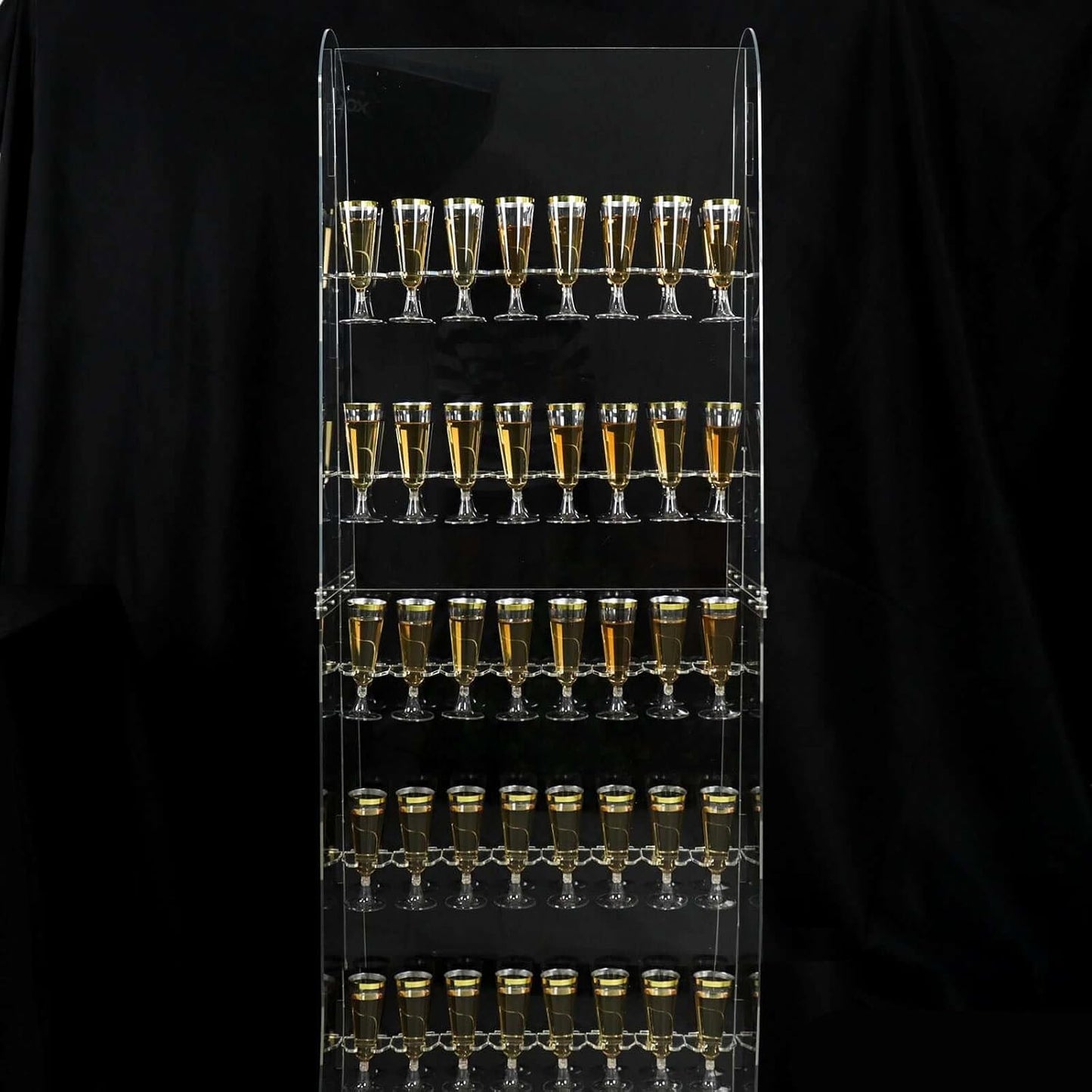 Tableclothsfactory 5ft Clear Acrylic 5-Tier Wine Glass Stemware Rack, Champagne Flute Holder Wall Stand