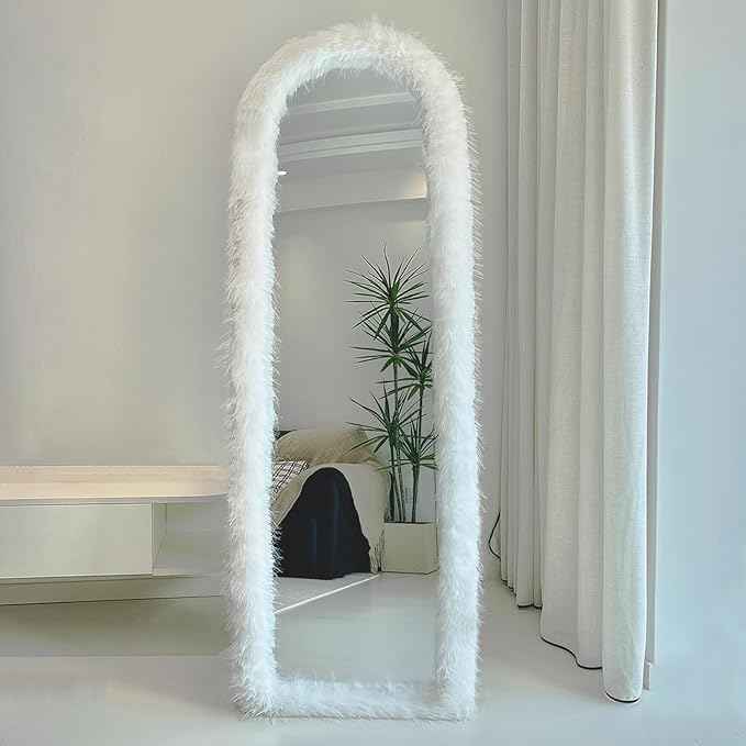 Fluffy Mirror Frame Cover for Arched & Full-Length Mirrors (59"x16") – Stretchy, Non-Slip Fit, 6 Neutral Colors – Soft & Durable Décor (Mirror Not Included)