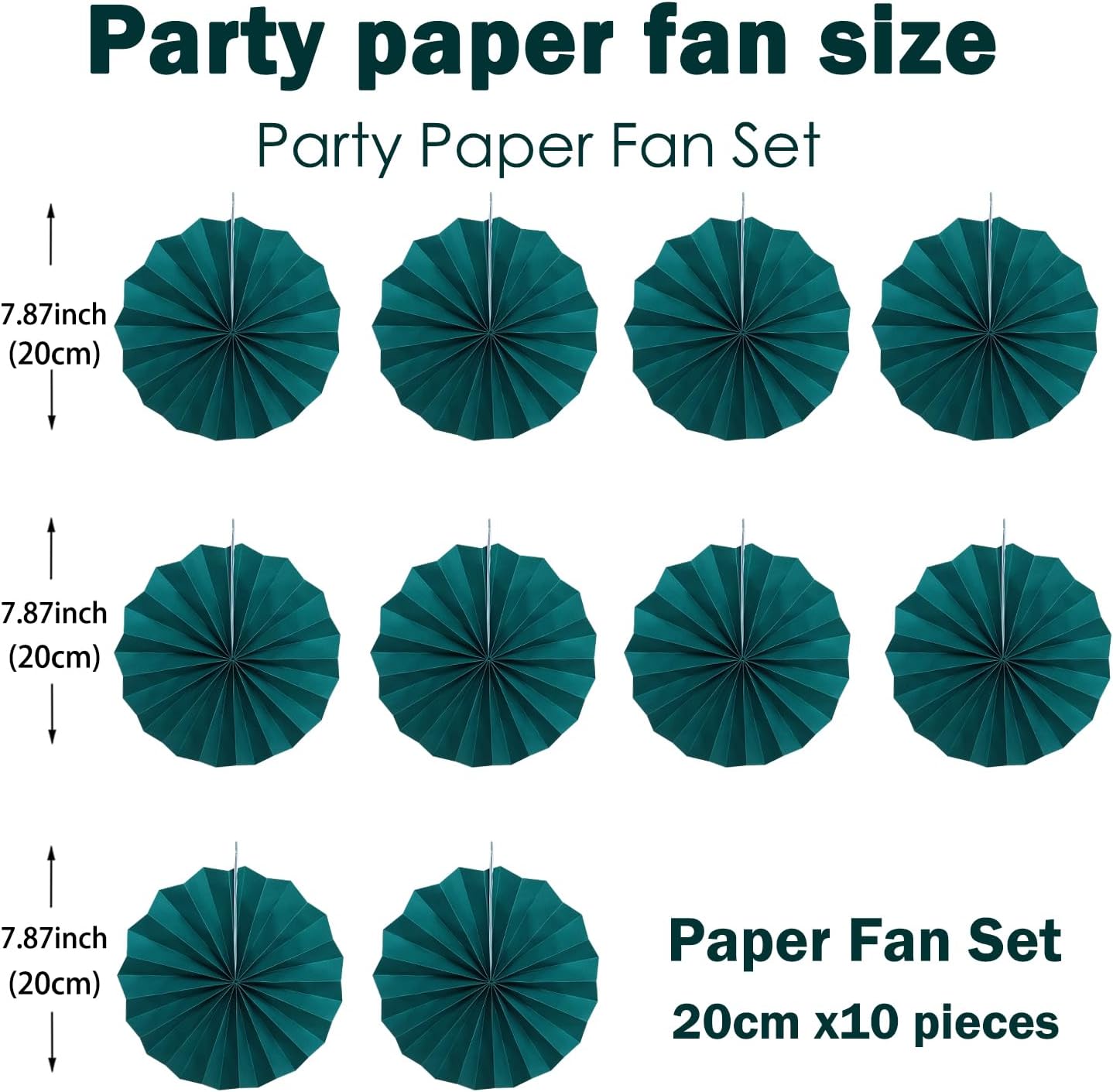 Green Birthday Decorations,DIY Green Paper Fans Hanging Decoration ,Party Supplies Party Fans 8in, Cactus Party Decorations,Wedding Graduation Events Accessories 30 Color DIY Set (Blackish Green)