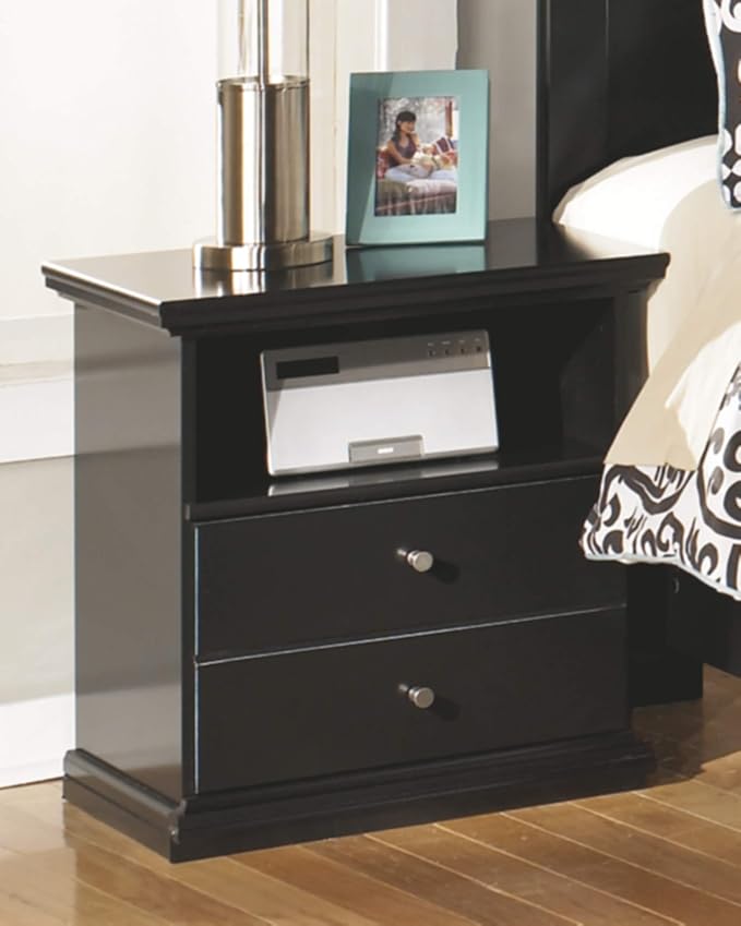 Signature Design by Ashley Maribel Children's Traditional 1 Drawer Nightstand with 1 Storage Cubby, 24.37" Tall, Black