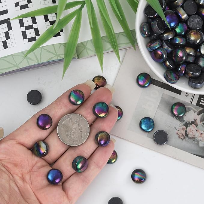 Artspac Iridescent Glass Mosaic Tiles for Crafts, 150g Round Mosaic Glass Pieces,DIY Mosaic Making Supplies for Beginners