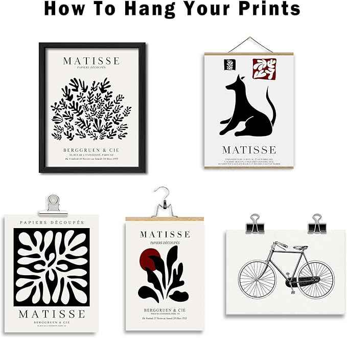 16 PCS Black and White Wall Art Decor, Matisse Abstract Gallery Wall Prints for Bedroom, Minimalist Posters for Living Room Aesthetic, Collage Kit Pictures, Dorm Home Decor