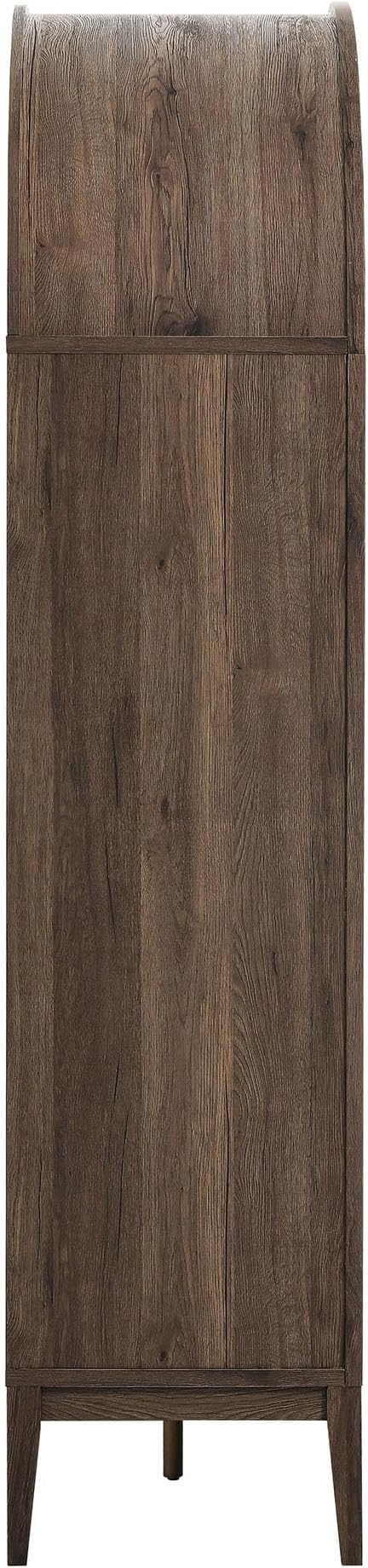 Modway Nolan Tall Arched Storage Display Cabinet in Dark Walnut - 74 Inch Arch Bookshelf with Open and Closed Shelving - Modern Accent Cabinet for Living Room, Dining Room