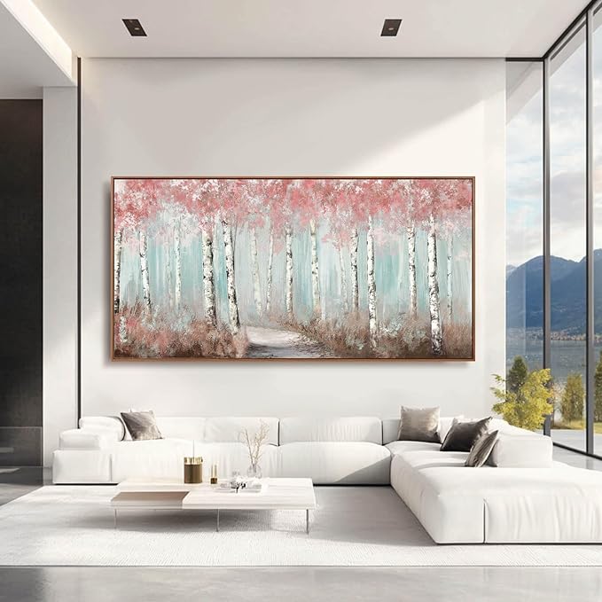SDYA Forest Canvas Wall Art Pink Poster Printing Plant Wall Decor 36"x70" Decorations for Living Room Decorative Pictures for Office