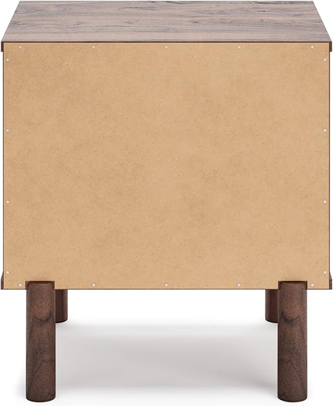 Signature Design by Ashley Calverson Modern 1 Drawer Nightstand with Open Cubby, 21.18" Tall, Dark Brown