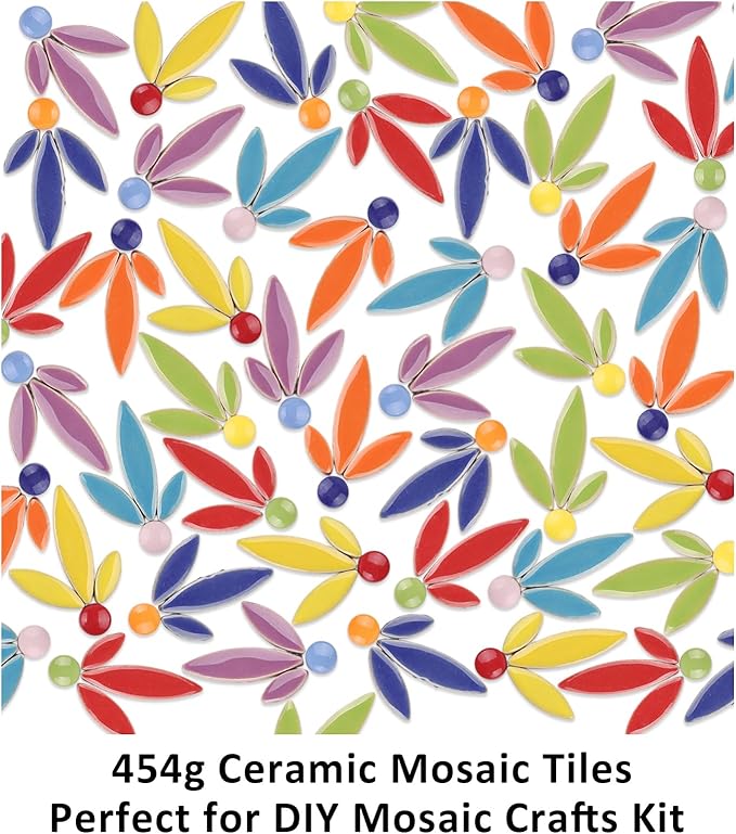 Artspac Petal Ceramic Mosaic Tiles for Crafts, 454g Mosaic Tiles Ceramic,Floral Mosaic Craft Supplies for Garden Christmas Decoration