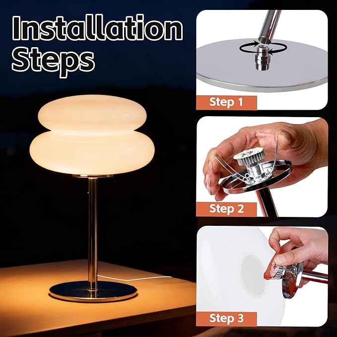 Bedroom Mushroom lamp, Medieval Modern Bedside Table lamp, dimmable Retro Egg Tart Headlight, Unique Home Mushroom Decoration Aesthetic Lovely Living Room Desk lamp (White)