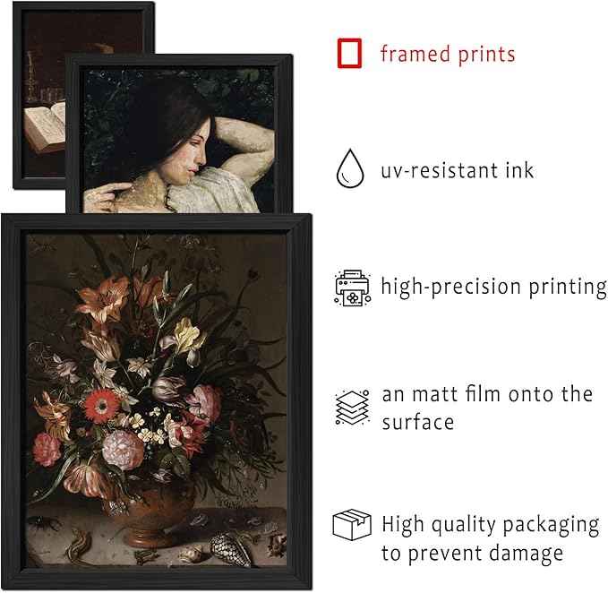 16 PCS Framed Dark Academia Room Decor, Gothic Home Decor, Moody Wall Art Prints for Bedroom, Gallery Wall Frame Set, Witchy Posters for Living Room Aesthetic, Halloween Dorm Collage Kit