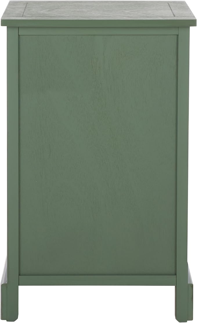 SAFAVIEH Home Collection – Carrie Dusty Green 3-Drawer Storage Side Table, Mixed-Material Cottage Design, Fully Assembled (AMH5700L)
