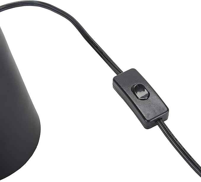 Nourison Home 16" Matte Black Metal Mushroom Table Lamp, Modern, Retro, Desk Light for Bedroom, Dining, Office, Entryway