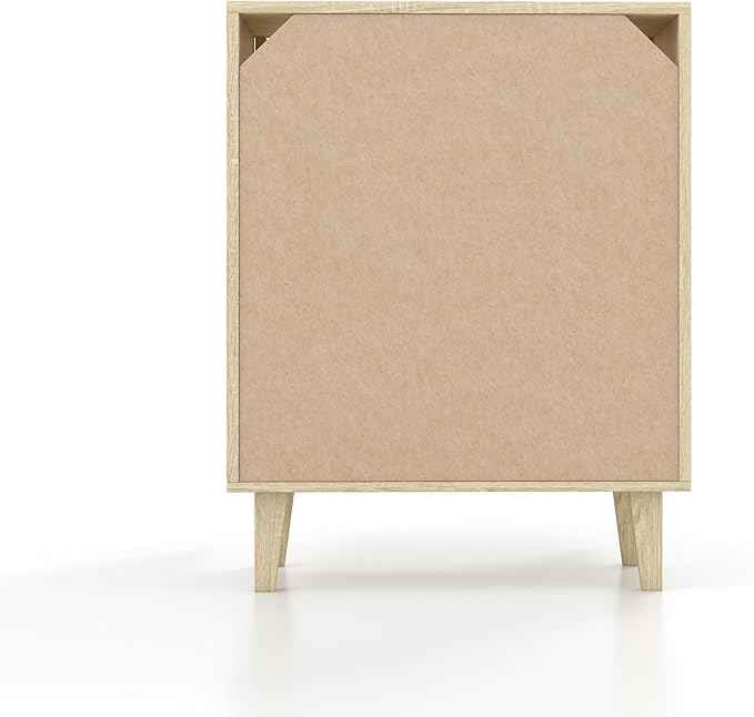 Panana Buffet Cabinet Sideboard with Rattan Decorated Doors Kitchen Storage Cupboard Accent Cabinet (Natural Wood)
