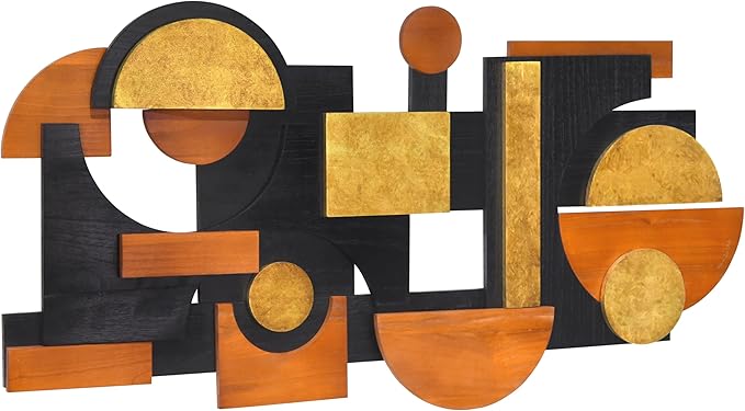 Empire Art Direct "Amber Embraces I" Handmade Dimensional Solid Paulownia Wood Abstracts Wall Art, Ready to Hang, Living Room, Bedroom & Office, 48" x 24"x 1.42"