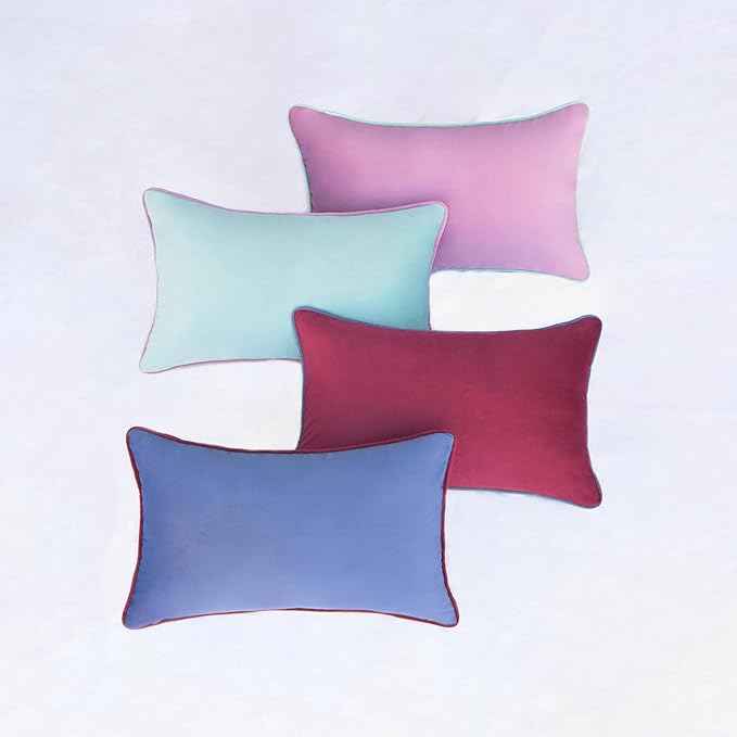 MONDAY MOOSE Decorative Throw Pillow Covers Cushion Cases, Set of 4 Soft Velvet Modern Double-Sided Designs, Mix and Match for Home Decor, Pillow Inserts Not Included (12x20 inch, Purple/Blue)