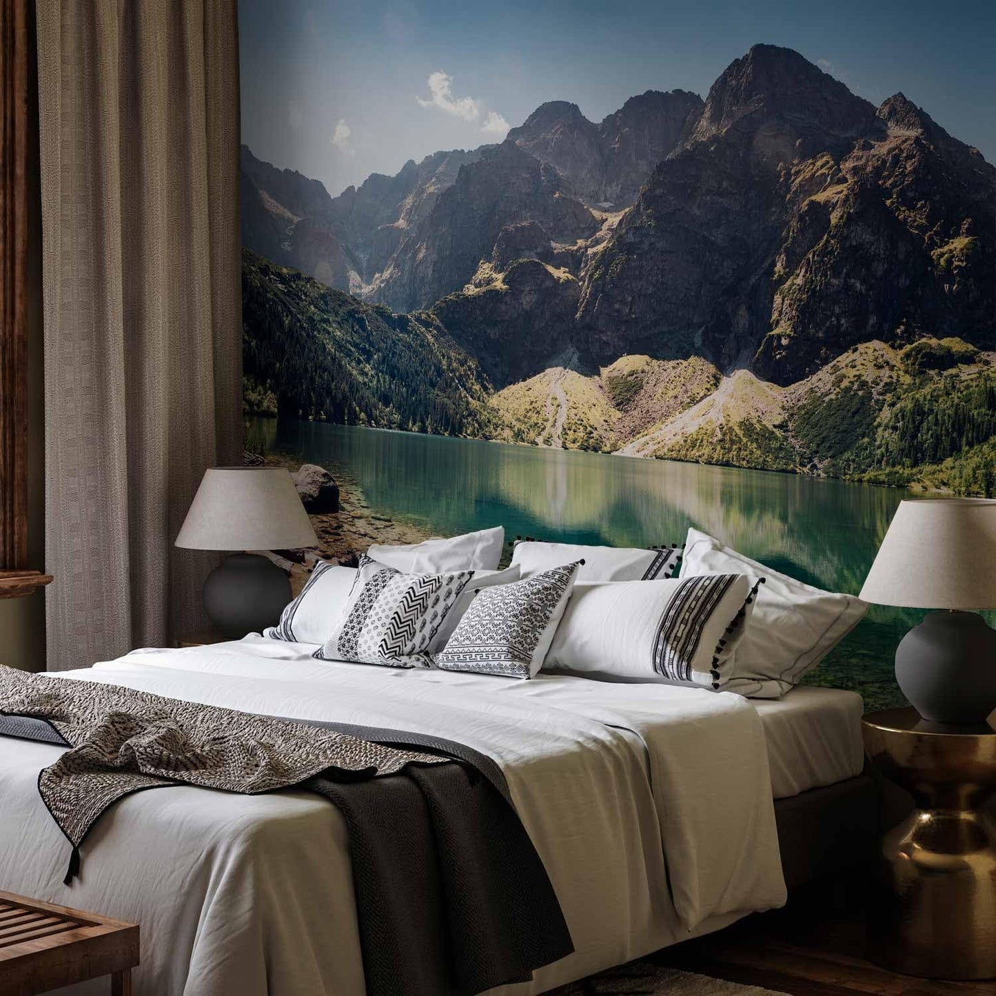 artgeist Wall Mural Landscape 216x98 in - XXL Non-Woven Corner Wallpaper Fleece Angle Wall Decor Photo Print Picture Image Design Modern Lake Mountains Forest c-B-0470-a-a