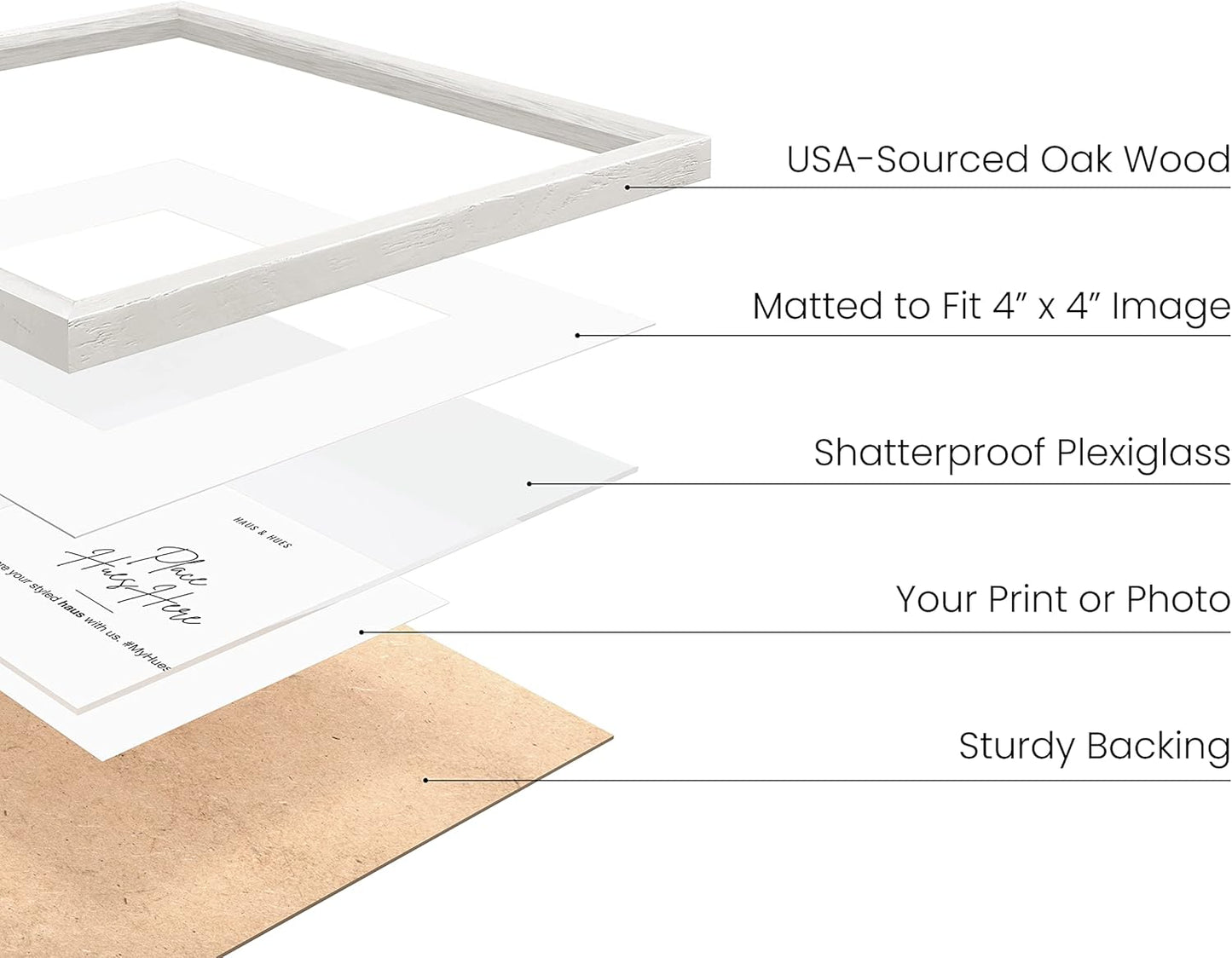 HAUS AND HUES White Square Frames Set of 6-8x8