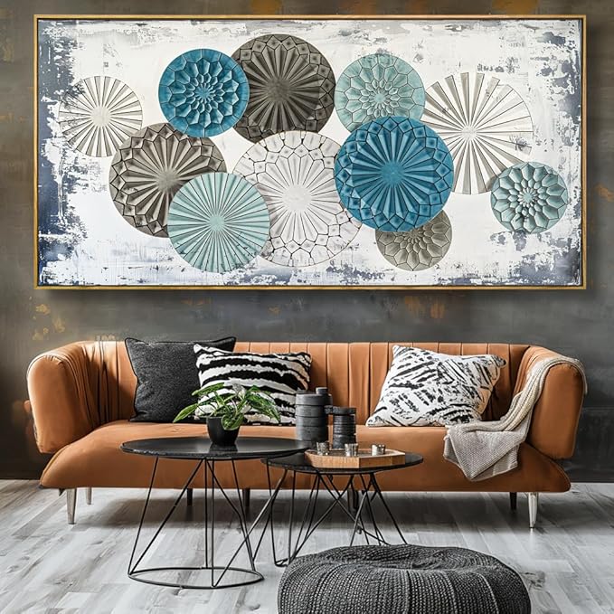 Wall Art Colorful Floral Rustic Wall Decor Canvas Painting Abstract Wall Art for Bedroom Living Room Dining Room Home Office Decor 24"x48" with Framed