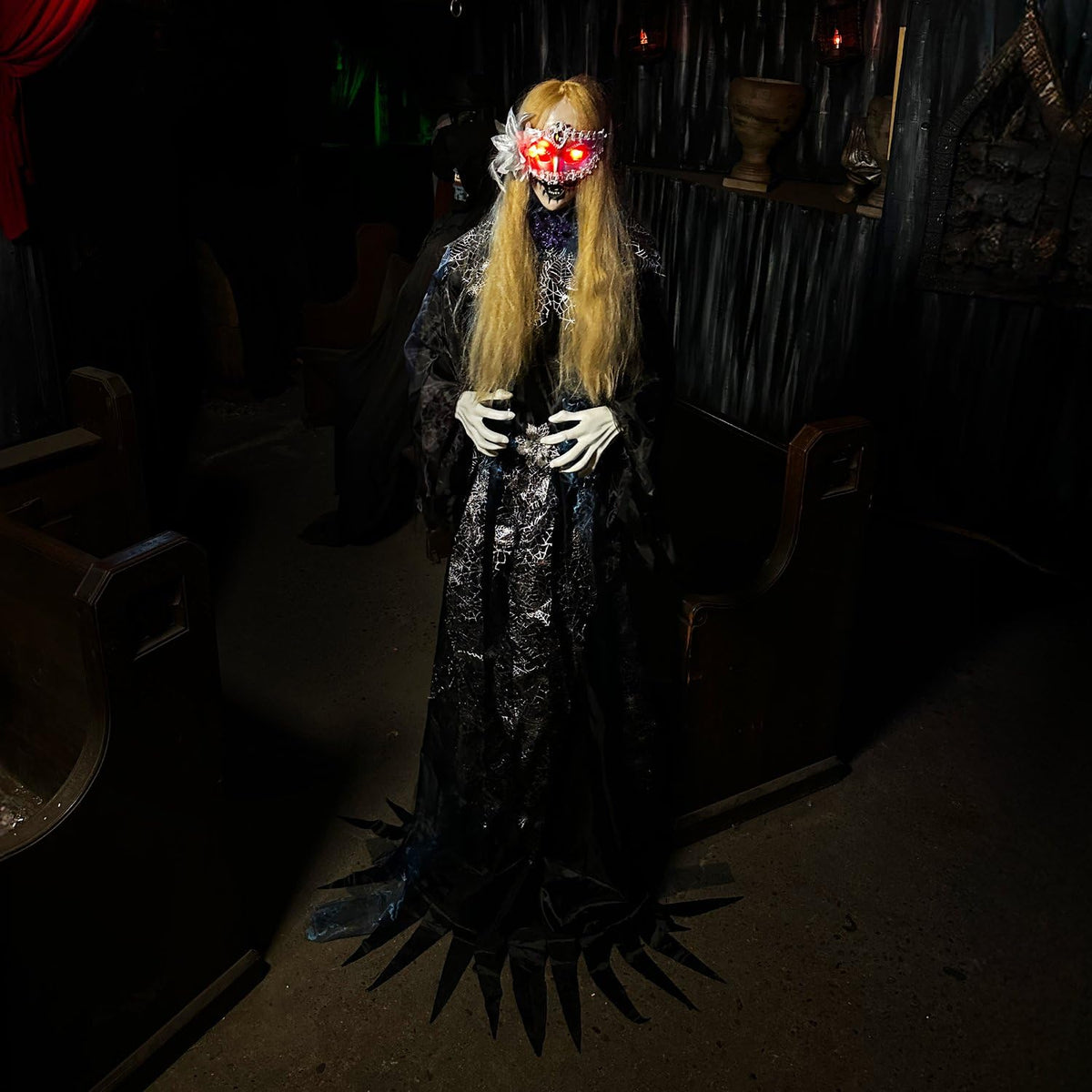 5.9 Ft. Animatronic Standing Masquerade Lady (5.5 ft Standing Masquerade Lady)