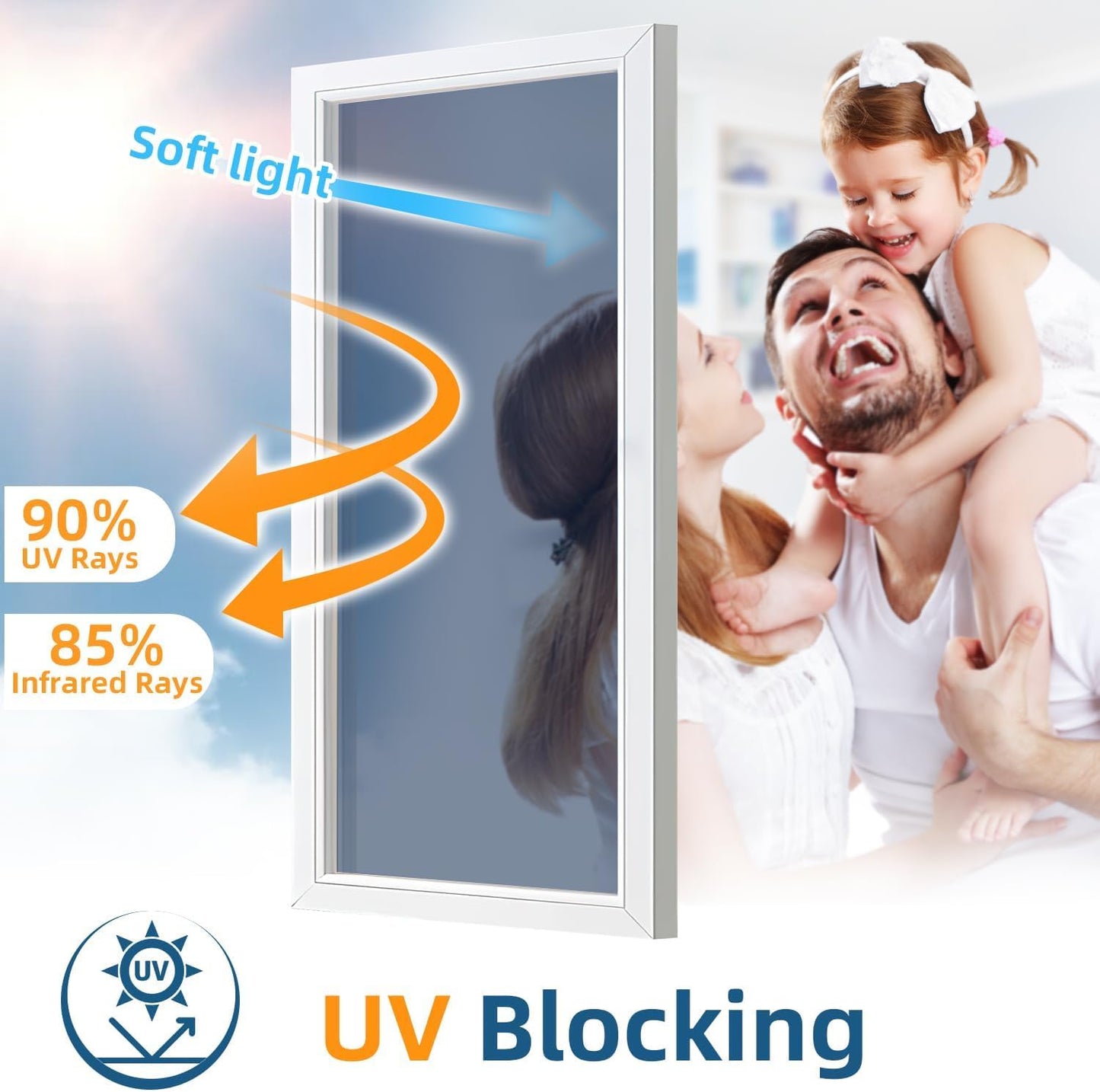 DUOFIRE One Way Window Film Privacy See Out Not in Heat Blocker Window Tint Reflective Mirror Windows Tinting Film for Home Static Cling Anti-UV Sun Blocking Windows Covering（Black, 45.2x78.7in）