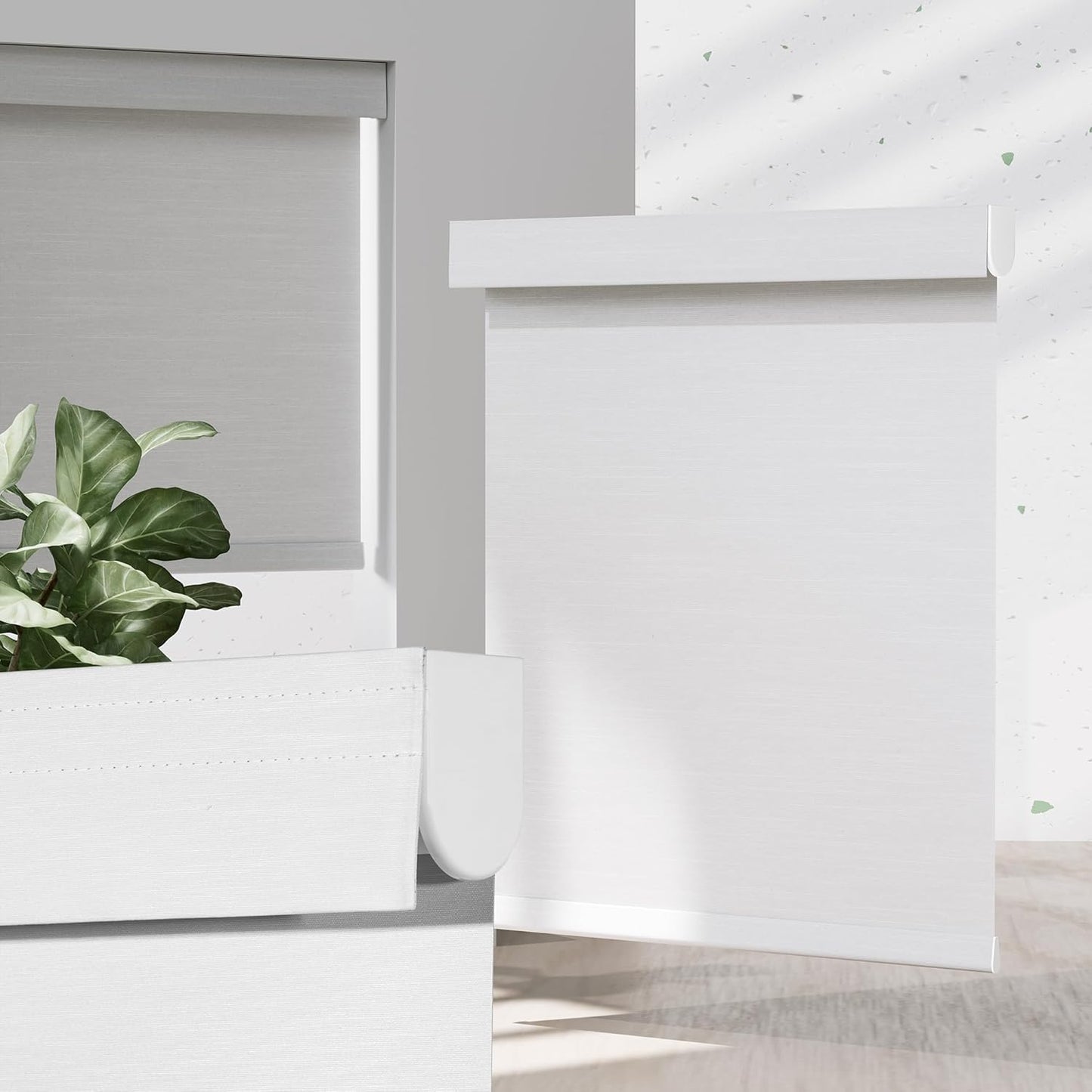 Blackout Roller Shades for Indoor Windows, Cordless Jacquard Fabric-Matched Roller Blinds, Easy to Install Privacy UV Protection Roll Up Blinds for Home Office, Pure White, 26" W x 72" H