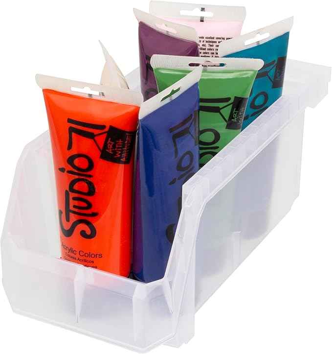 Plastic Containers for Organizing and Storage Bins for Closet, Kitchen, Office, Garage or Pantry Organization, Stackable Bins, Medium (11" x 5" x 5.5"), 8-Pack, Clear