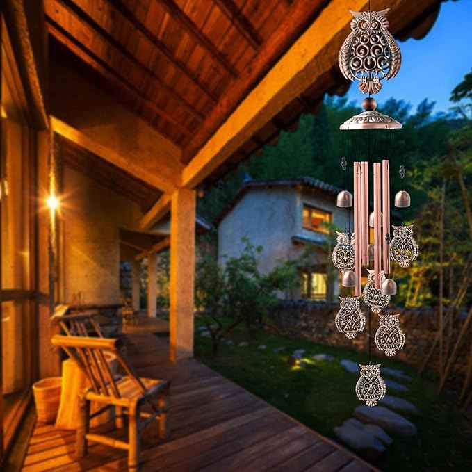 Owls Wind Chimes Outdoor, for Women,Owl Birthday Gifts for Men/Mom/Grandma Metal WindChimes Outside/Indoors, Lawn, Patio, Garden Decor, Yard Decorations