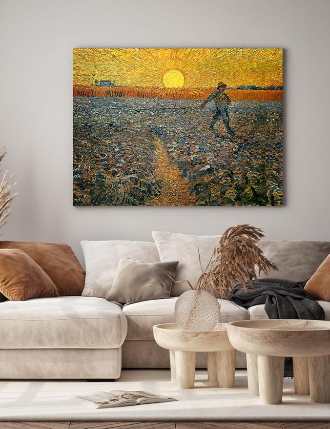 DECORARTS - Vincent Van Gogh The Sower Wall Art, Large Giclee Canvas Print Gallery Wrapped Van Gogh Art For Living Room Decor 40x30, Made In USA