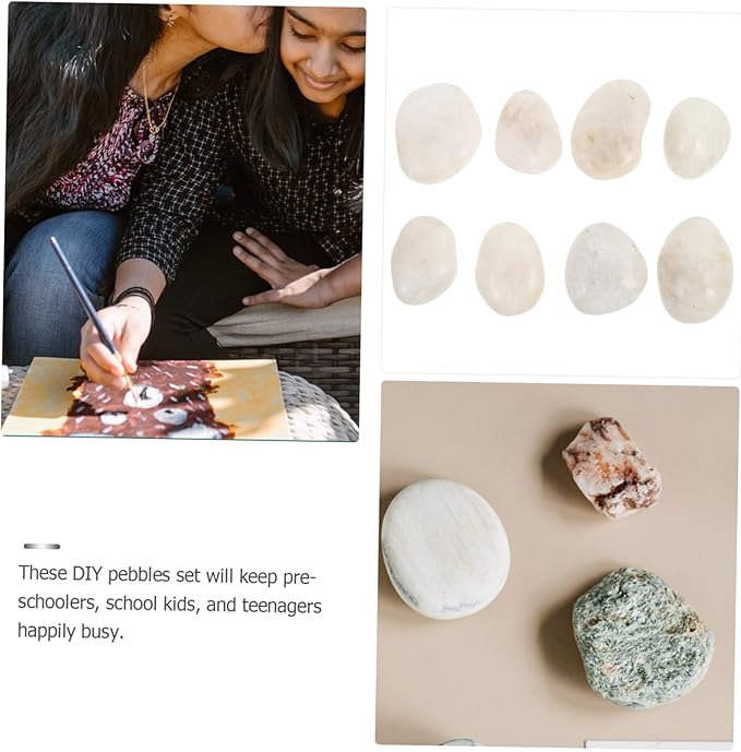 Kisangel 8pcs Hand-Painted Stepping Stones for Boys and Girls DIY Rocks Craft Educational Fun
