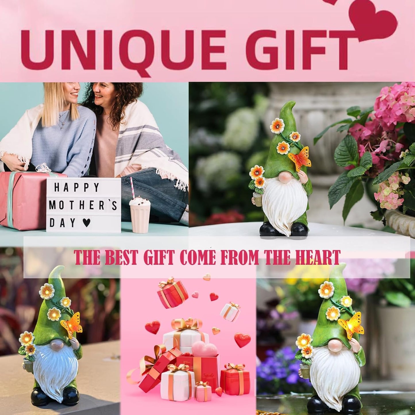 Snowrabbit Garden Gnomes Statue Outdoor Decor,10.5" Resin Solar Garden Gnome Outdoor Statues, Funny Gnomes Gardening Gifts for Women,Bithday Gifts for Grandma